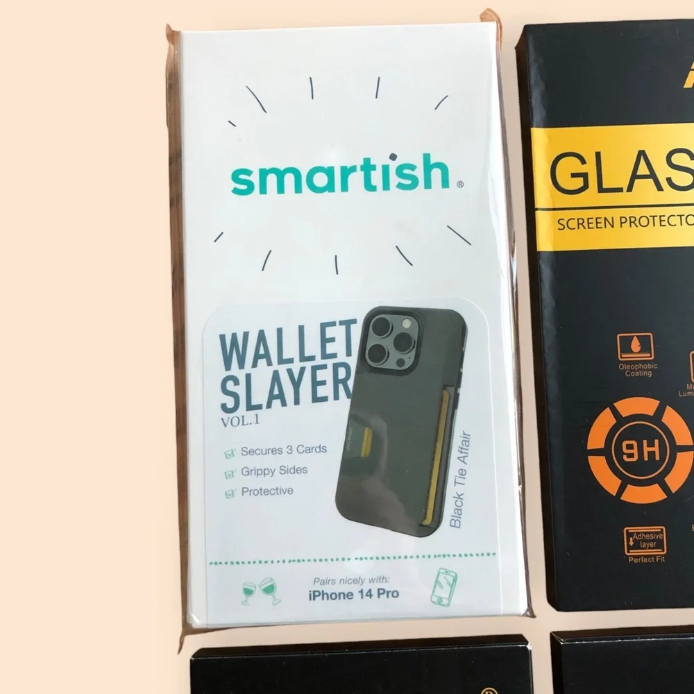 iPhone 14 Pro Accessories Bundle Smartish Wallet Slayer NEW Glass Screen Protect